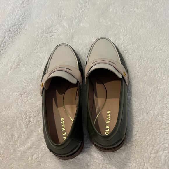 Cole Han Women’s 7 B Stassi Leather‎ Loafers Green/White Colorblock - Picture 3 of 9